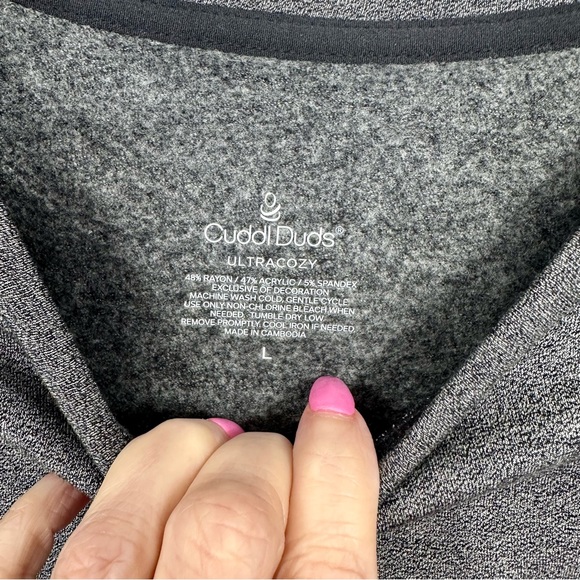 Cuddl Duds Ultra Cozy Gray Long Sleeve Crew - Size Large 14-16 - Picture 4 of 8